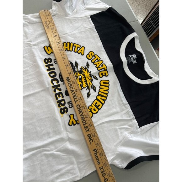 Blue 84 Wichita State University Shockers Graphic TShirt Women M White Black NEW - Picture 6 of 7